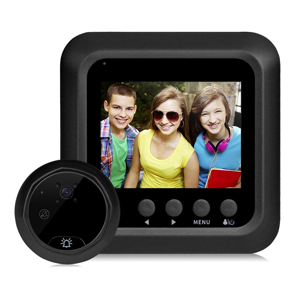 2.4 Screen 2.0Mp Security Camera With Night Vision And Video Recording - No Disturb Peephole Viewer - Black