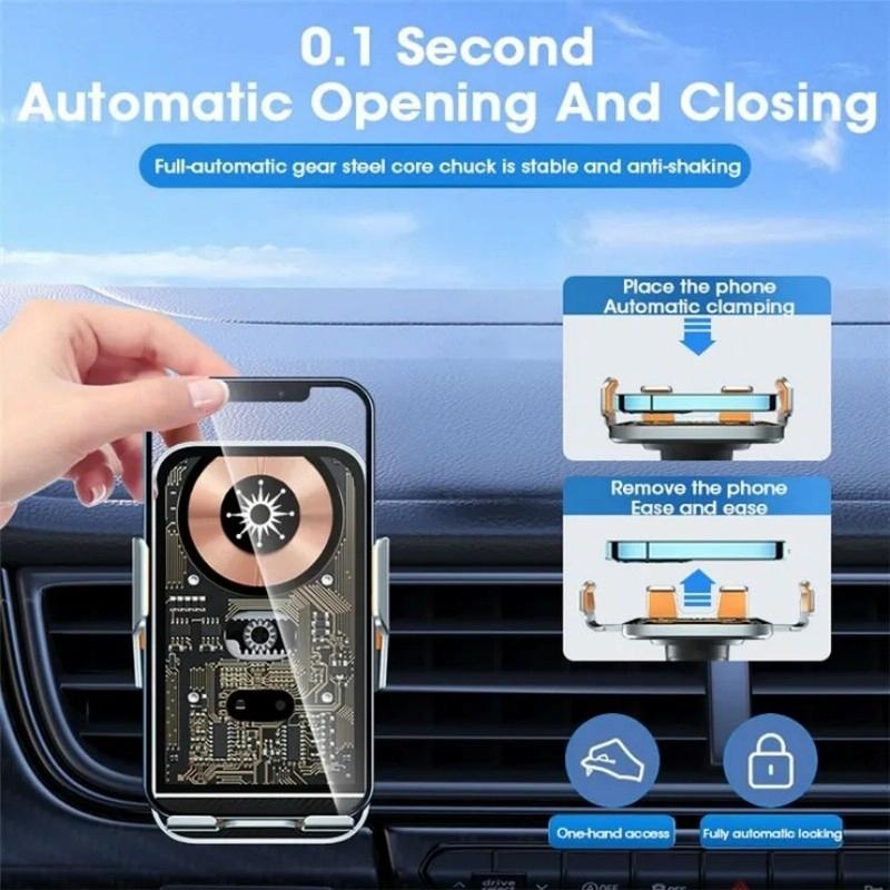 15w Fast Wireless Charger with Infrared Sensor for C10 Car Navigation - Transparent Stand - Golden