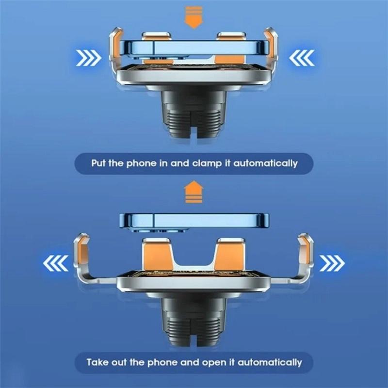 15w Fast Wireless Charger with Infrared Sensor for C10 Car Navigation - Transparent Stand - Golden