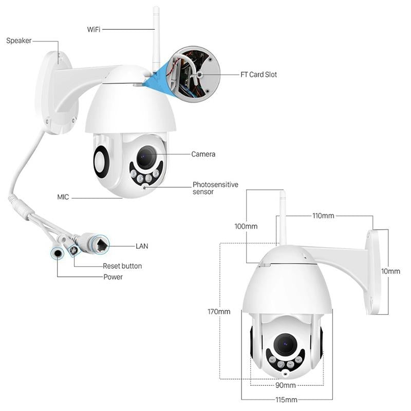 Smart Dome Camera With 355 Degree Rotation Infrared And Two-Way Voice Intercom