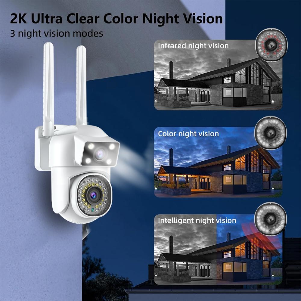Outdoor Wifi Dual-Lens Camera With Night Vision And Remote Control