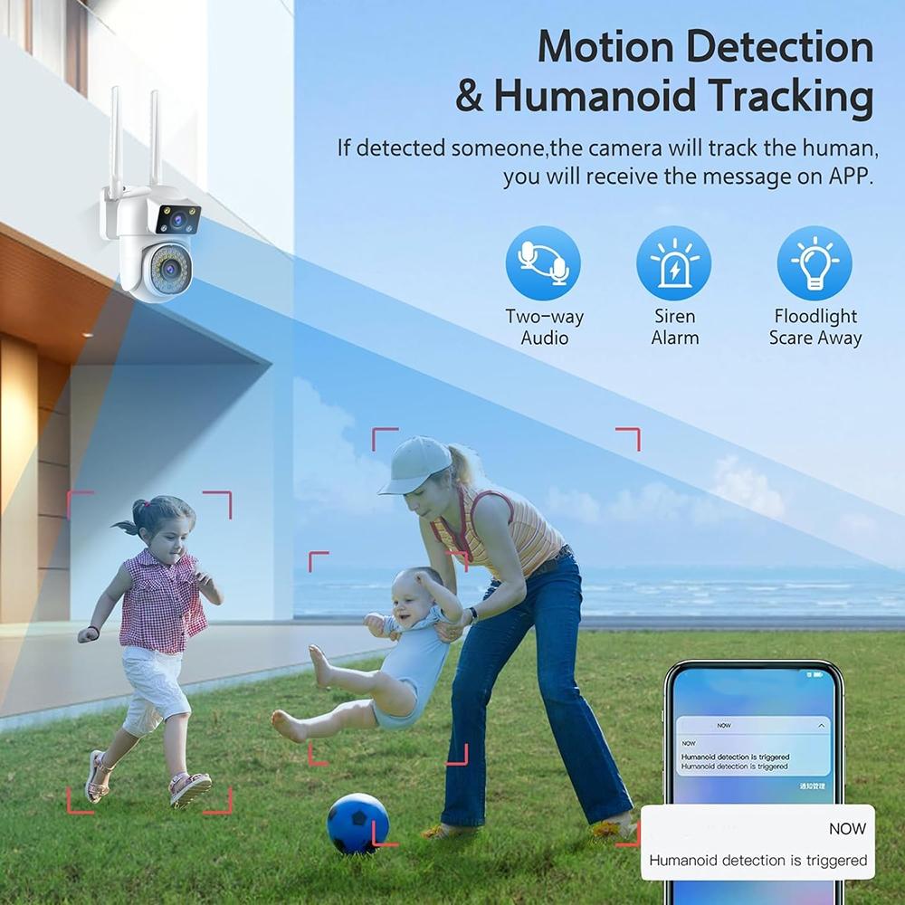 Outdoor Wifi Dual-Lens Camera With Night Vision And Remote Control