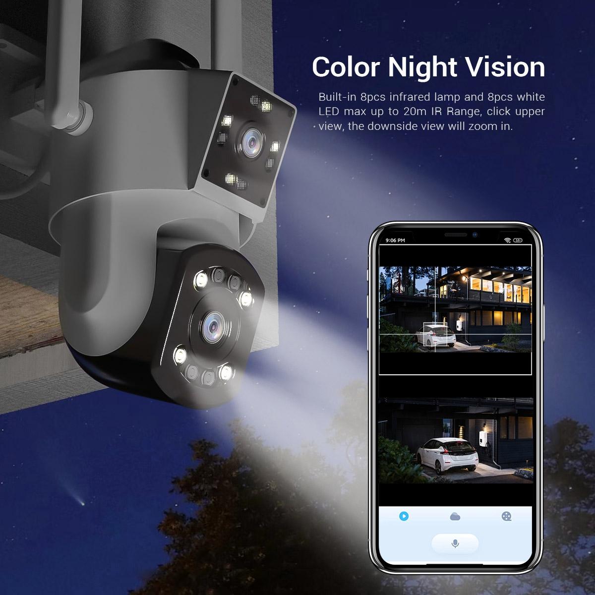 2Mp Dual Lens Dual Screen Wifi Camera With Two-Way Voice & Motion Detection Cloud Storage Support