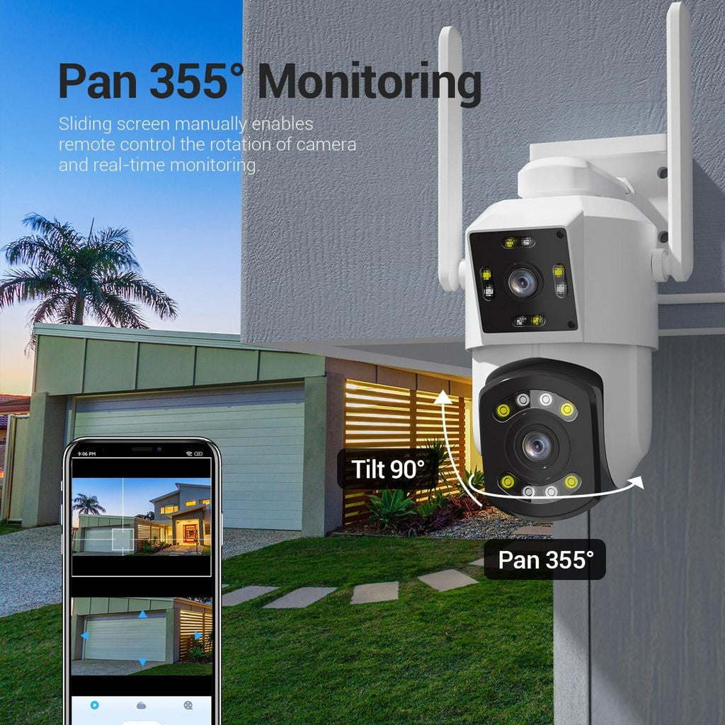 2Mp Dual Lens Dual Screen Wifi Camera With Two-Way Voice & Motion Detection Cloud Storage Support