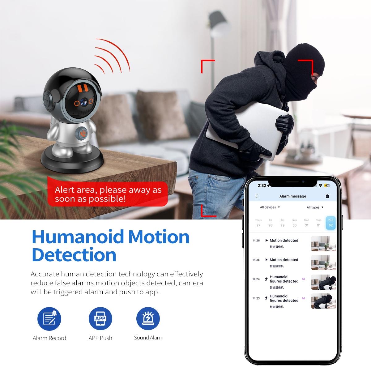 3Mp Humanoid Detection Wifi Ip Camera - One Click Call