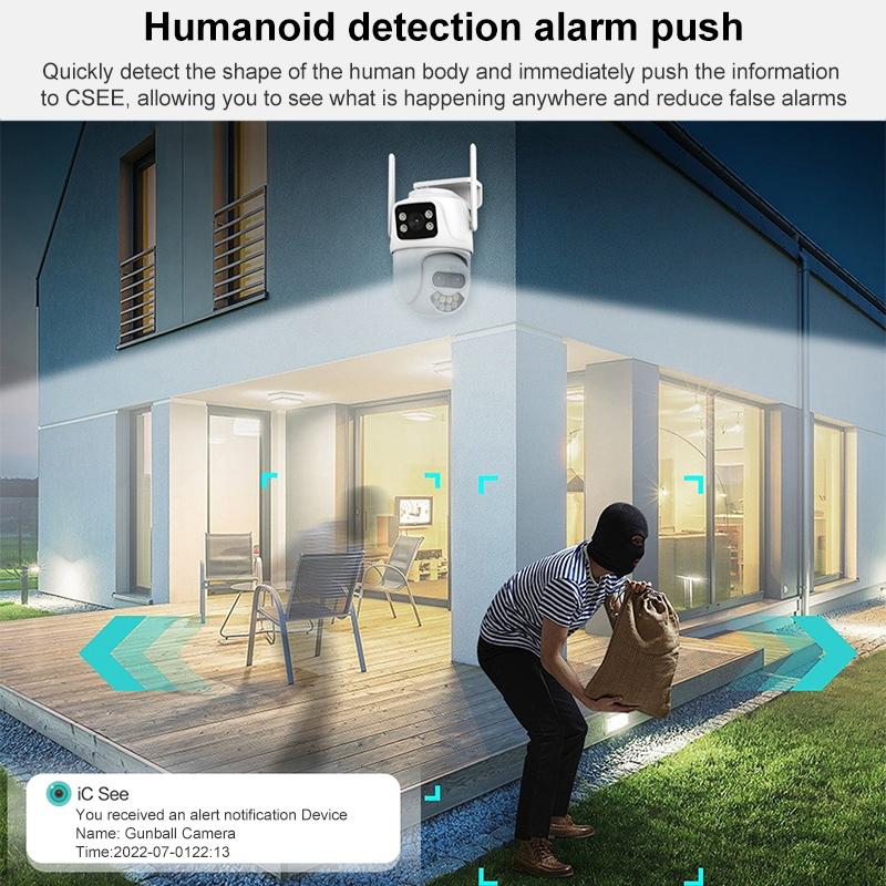 3Mp Wifi Triple Camera With Human Face Recognition & Ai Alarm - Compact Design