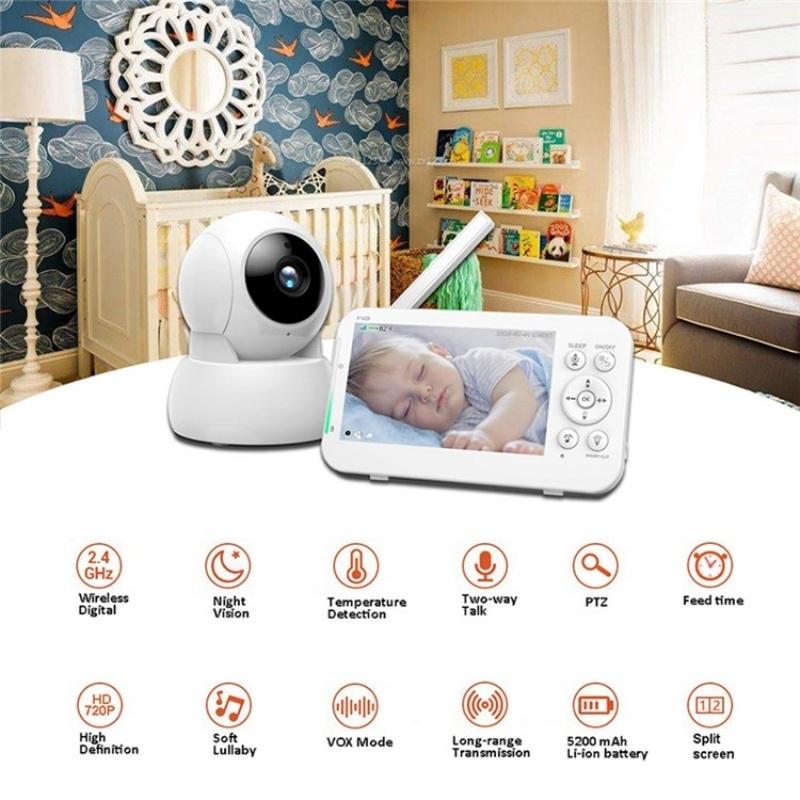5-Inch Wireless Baby Monitor With Infrared Night Vision And Two-Way Intercom