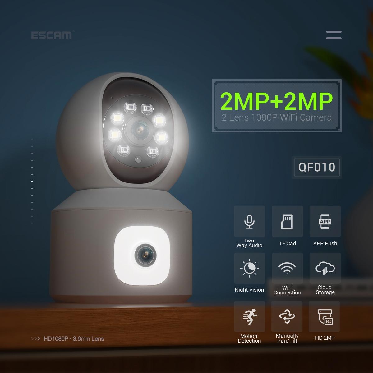 2Mp Dual Lens Dual Screen Wifi Camera With Two-Way Voice & Motion Detection - Surveillance