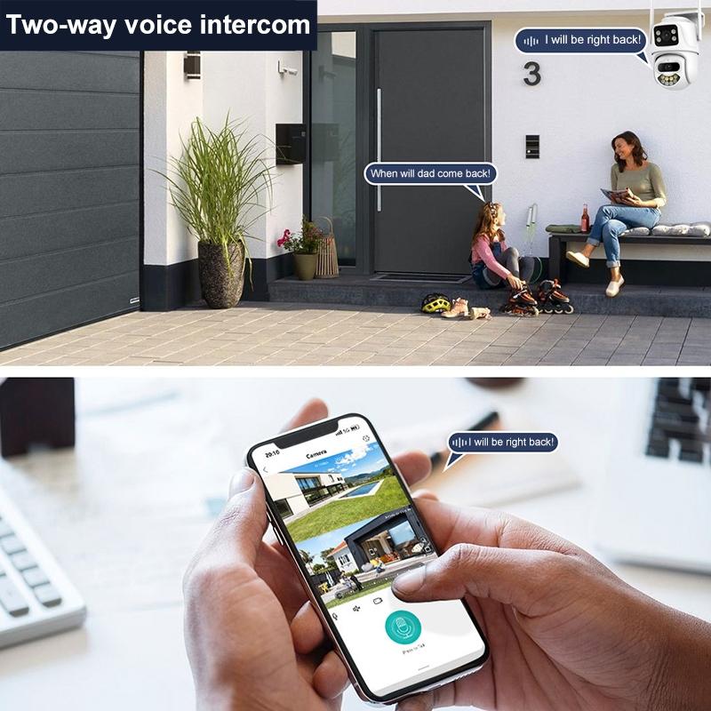 3Mp Wifi Triple Camera With Two-Way Voice Intercom & Infrared Night Vision - Supports