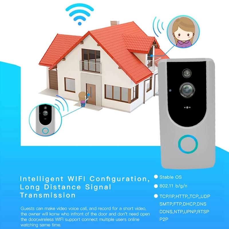 Smart Wifi Video Doorbell With Night Vision - Remote Monitoring