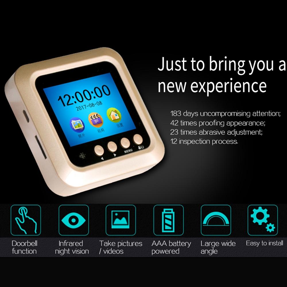 2.4 Screen 2.0Mp Security Camera With Night Vision And Video Recording - No Disturb Peephole Viewer - Gold