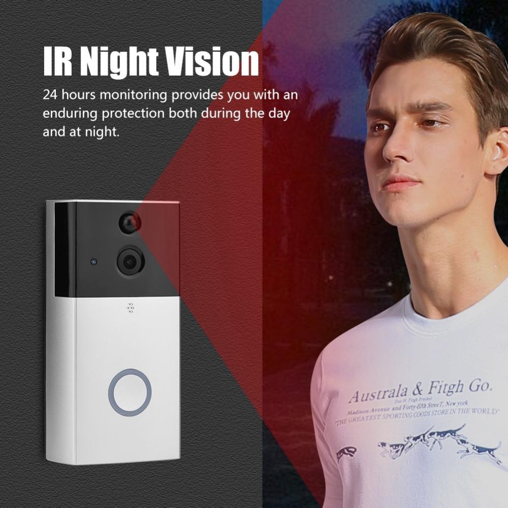 Smart Wifi Video Doorbell With Night Vision & Motion Detection - Silver