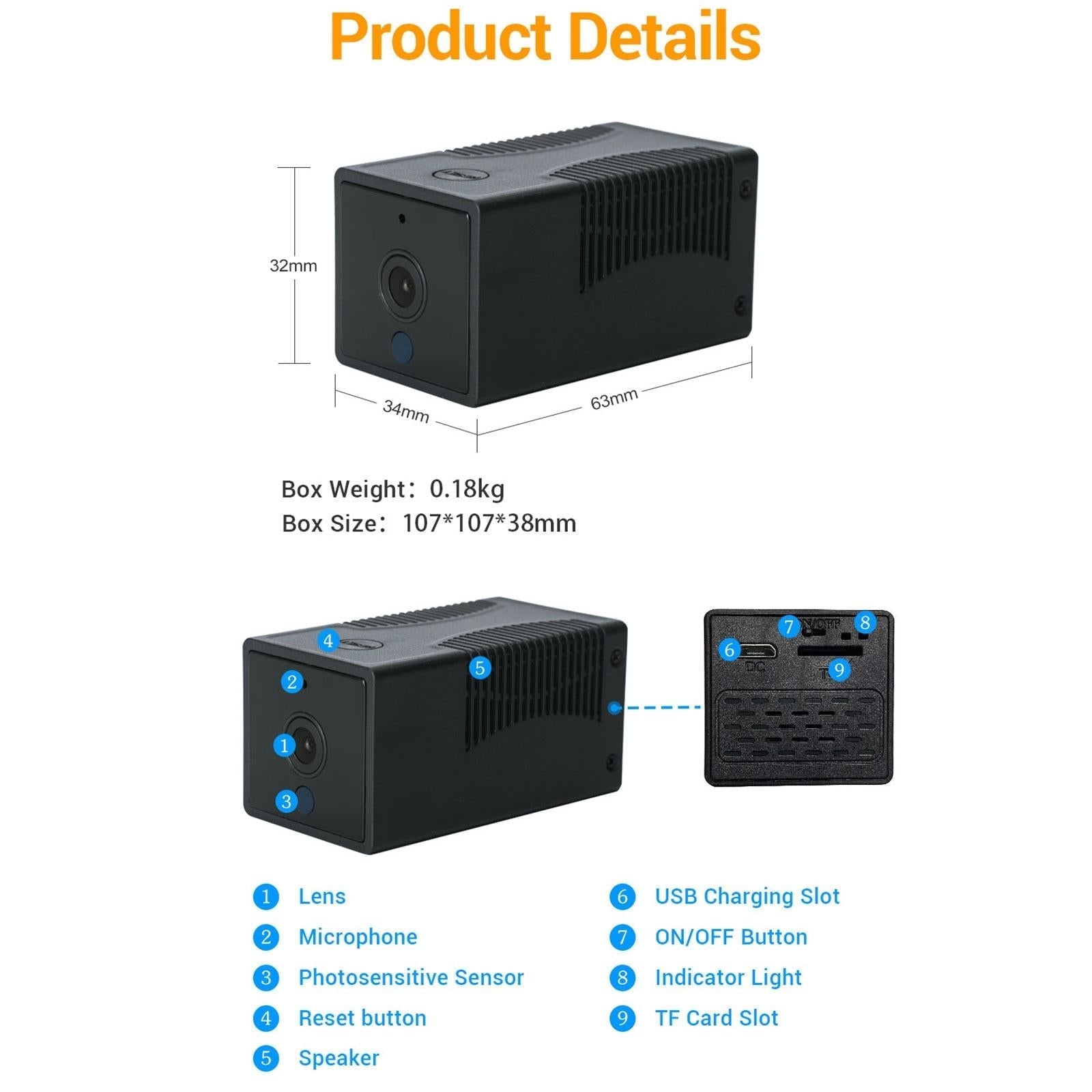 Smart Wifi Ip Camera With 1080P Hd Night Vision Two-Way Audio Motion Detection And Tf Card Support