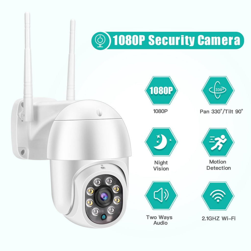 Waterproof Ptz Wifi Camera With Night Vision & Two-Way Voice Intercom & Motion Detection