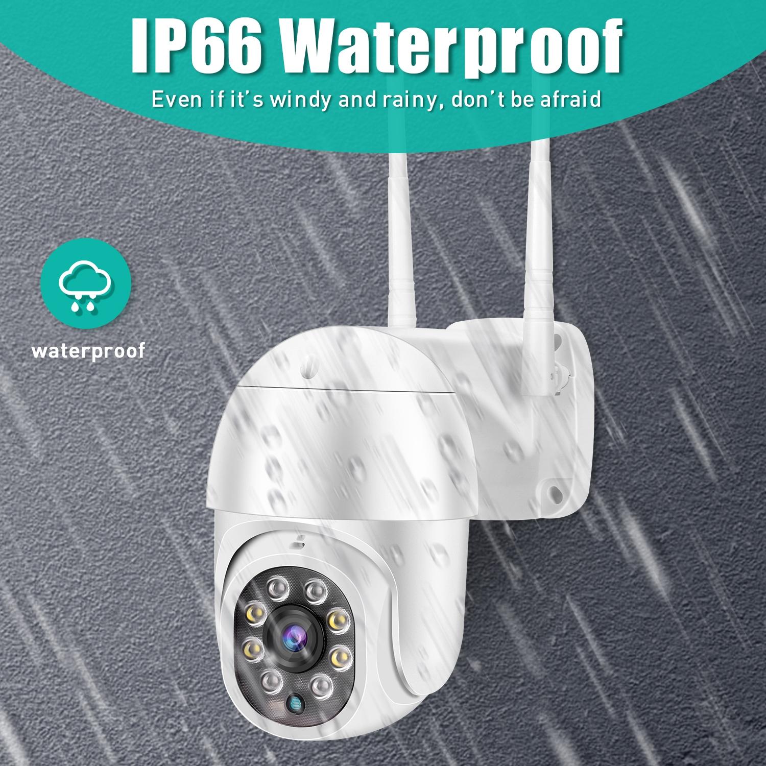Waterproof Ptz Wifi Camera With Night Vision & Two-Way Voice Intercom & Motion Detection
