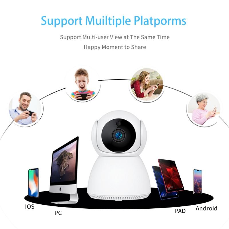 Smart Wifi Security Camera With Pan-Tilt 1.0Mp Tf Card Two-Way Audio Motion Detection Night Vision