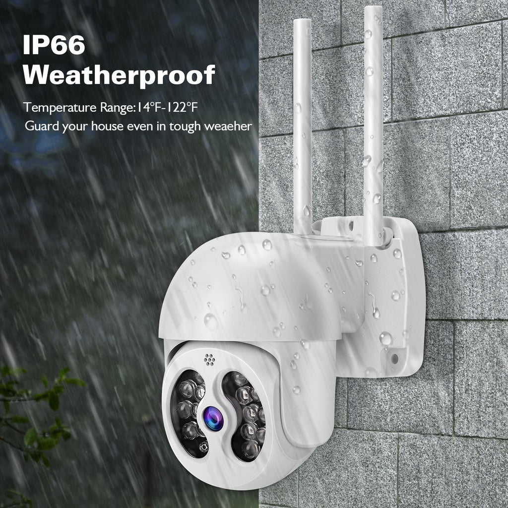 Wireless Ip Camera With 3.0Mp Waterproof Motion Detection 2-Way Audio Night Vision & Tf Card