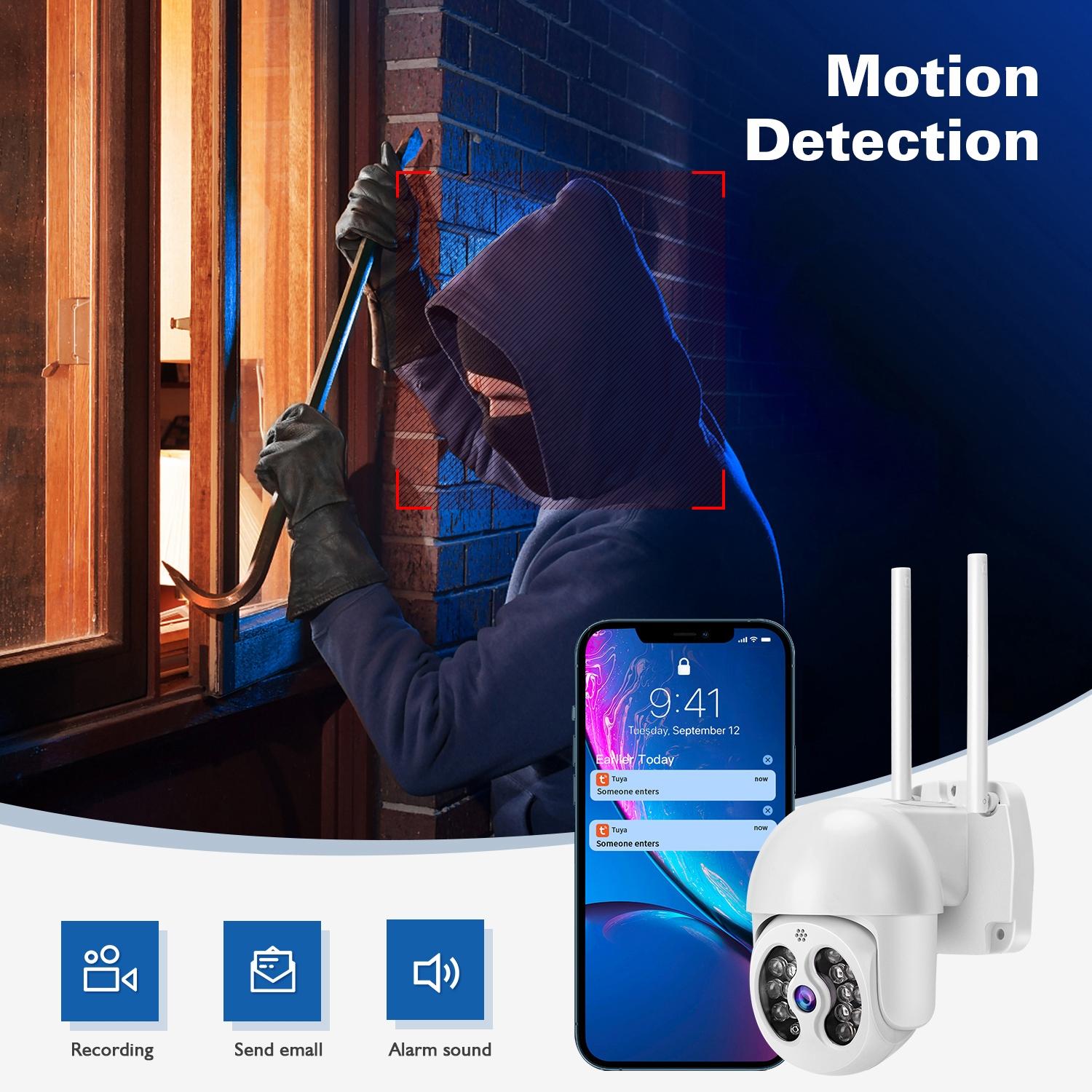 Wireless Ip Camera With 3.0Mp Waterproof Motion Detection 2-Way Audio Night Vision & Tf Card