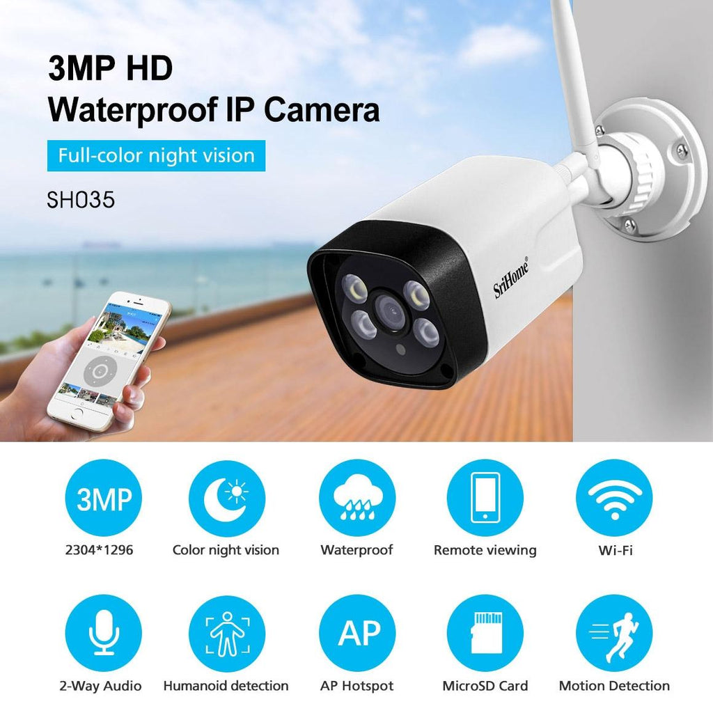 1296P Hd Ip Camera With 3.0Mp Two-Way Audio Motion & Humanoid Detection Full-Colour Night Vision Tf Card Support