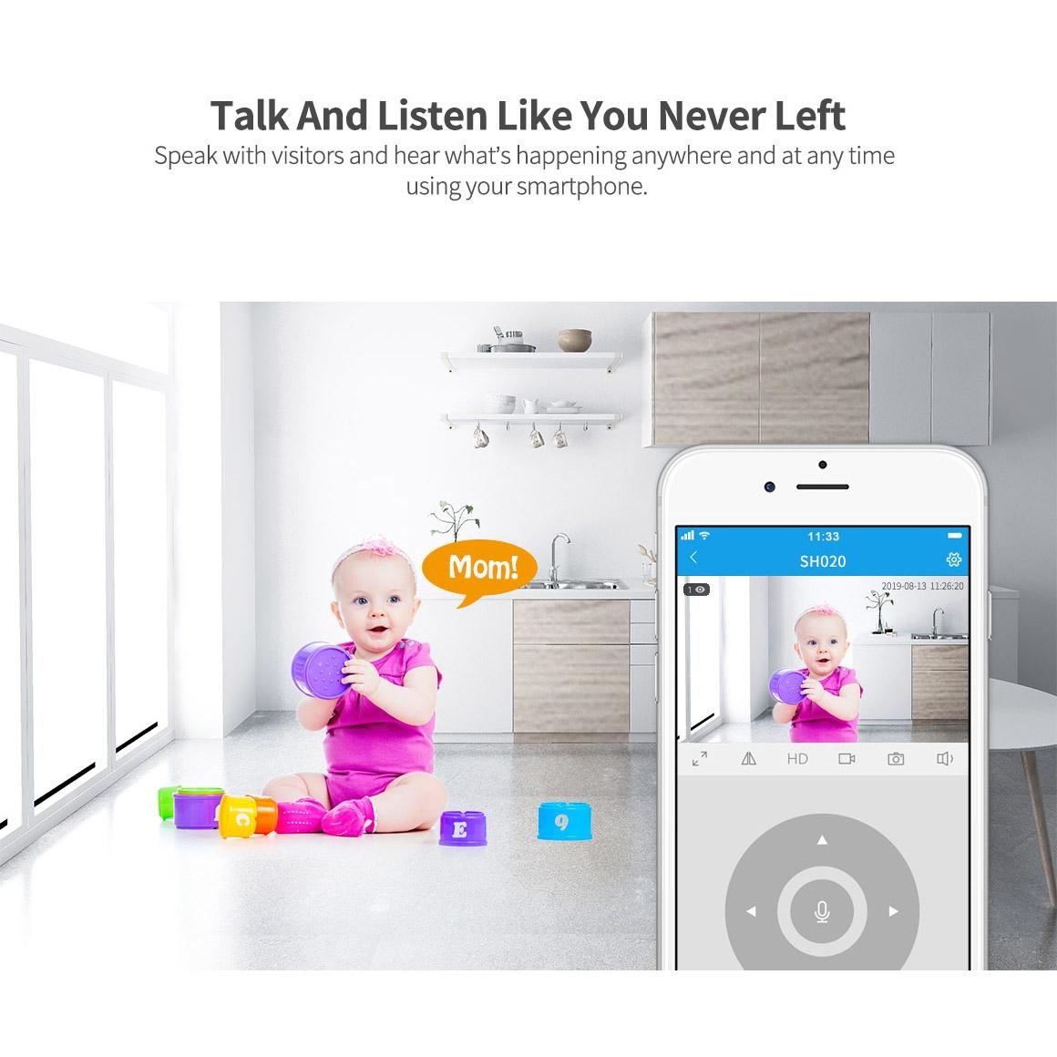 Ai Ip Camera With 3.0Mp 1296P Hd Two-Way Talk Auto Tracking Humanoid Detection Night Vision Tf Card Support