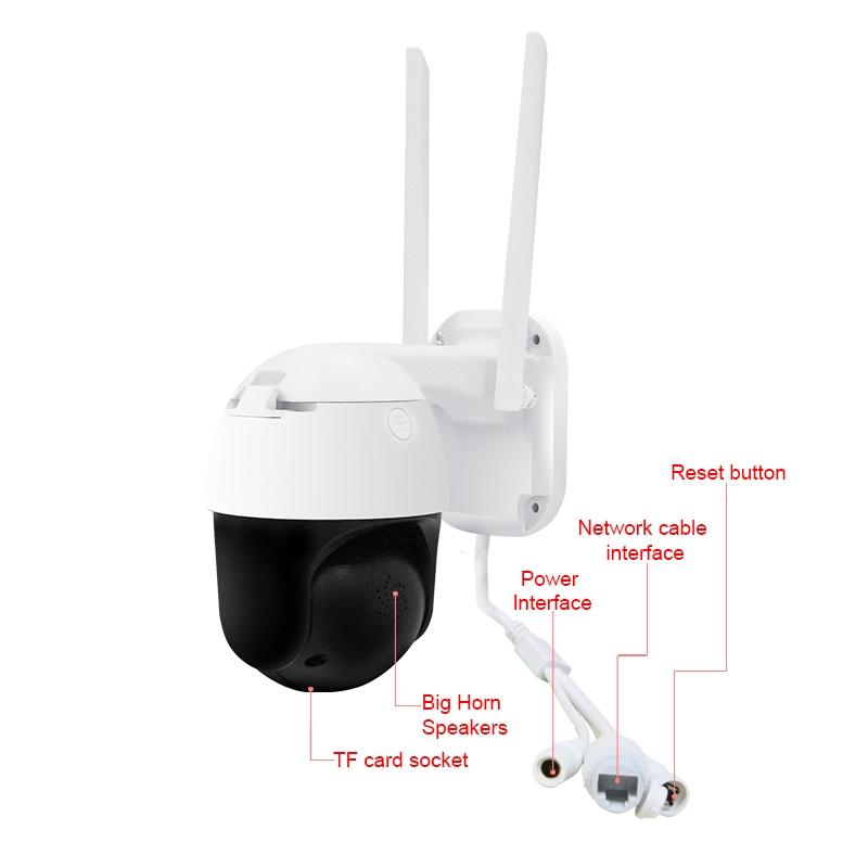Waterproof 360 Degree Ptz Wifi Camera With 1080P Resolution 3.0Mp Lens Two-Way Voice Motion Detection And 128Gb Tf Card