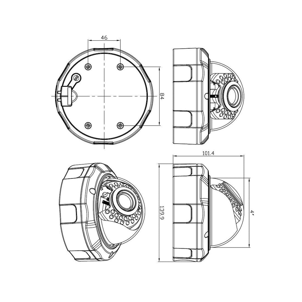 5Mp Ip Dome Camera With Auto Focus And 4X Zoom - White