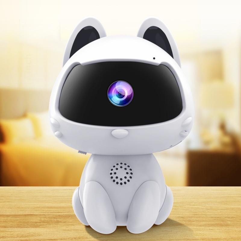 Smart Home Camera With Night Vision & Two-Way Voice & Motion Detection - Cute Pets White