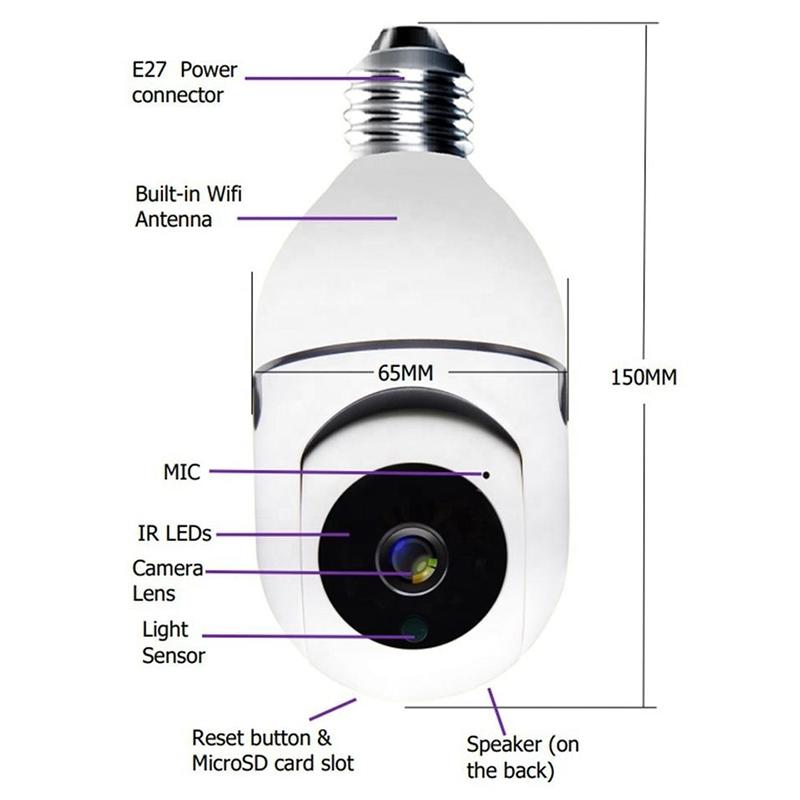 2Mp 5G Dual Frequency Bulb Camera With Two-Way Voice Intercom - White