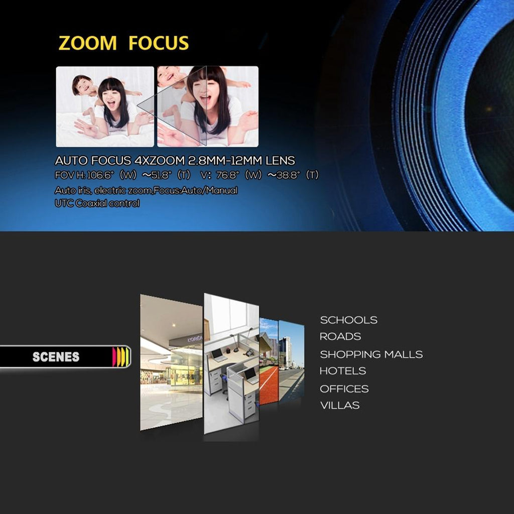 Waterproof 4X Zoom Ahd / Tvi / Cvi / Cvbs Security Camera With Auto Focus And 42 Ir Leds