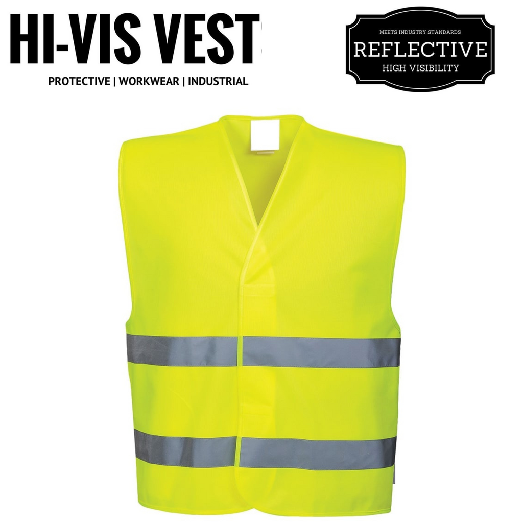 Hi Vis Safety VEST Reflective Tape Workwear Yellow ONE SIZE Night & Day Use