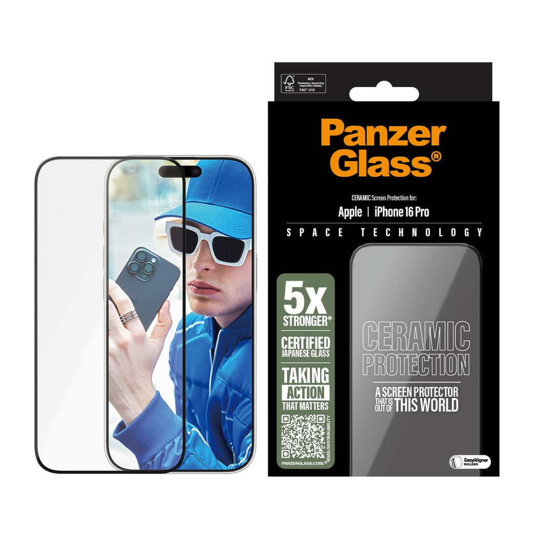 PanzerGlass Ultra-Wide Fit Ceramic Glass Screen Protector For iPhone 16 Pro - Clear