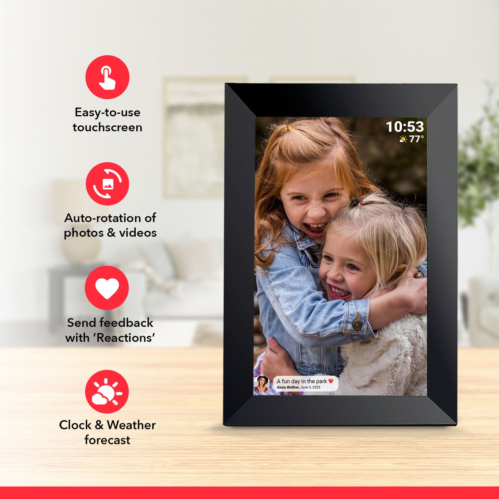 White 32GB Storage 10-Inch WiFi Digital Photo Frame | HD Display + Remote Photo/Video Sharing via App |