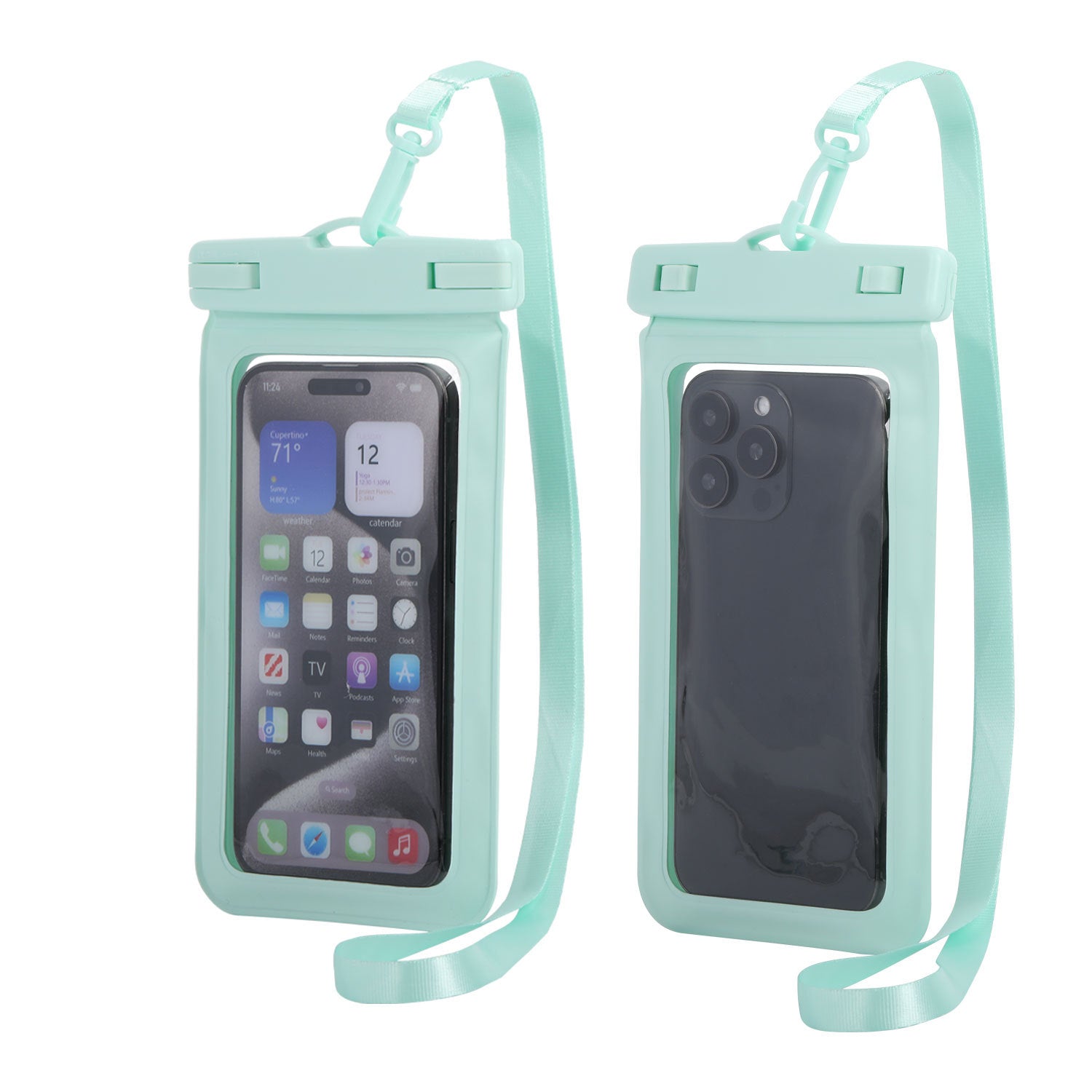 Light Blue Four Pieces Per Set Waterproof Phone Pouch with Clear Touchscreen Window and Lanyard