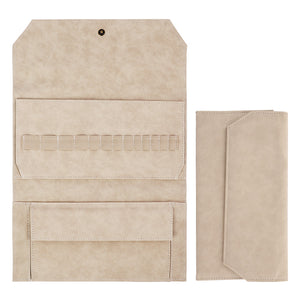 Khaki Crochet Accessories Storage Pouch - Soft Leatherette Organizer for Hooks and Tools