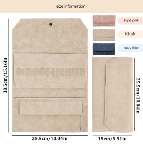 Khaki Crochet Accessories Storage Pouch - Soft Leatherette Organizer for Hooks and Tools