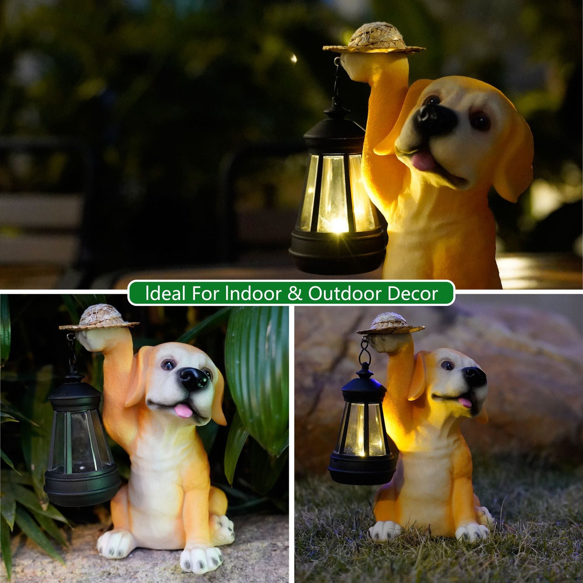 Solar-Powered Labrador Portable Light Statue with LED Lantern - Waterproof Outdoor Garden Light