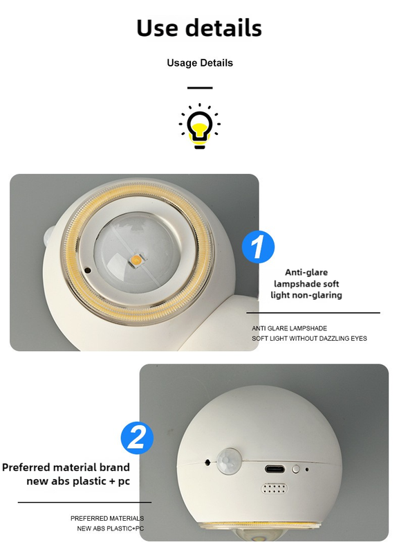 2 Pcs Grey Rechargeable Magnetic USB Table Lamp & Wall Light - 3000K/4000K/6000K Adjustable Brightness with Anti-Glare Design