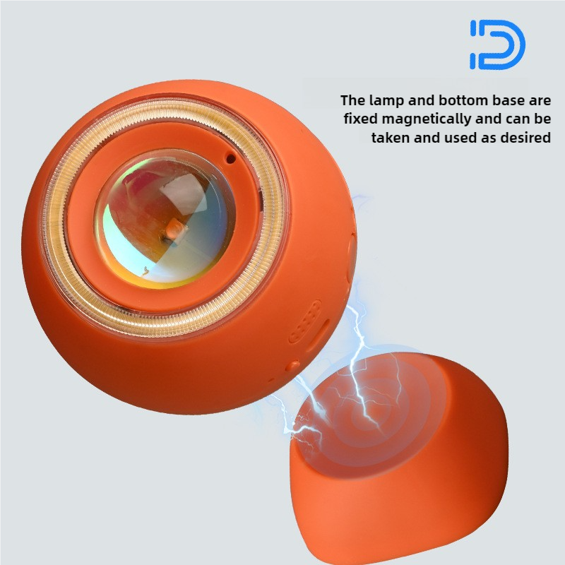 2 Pcs Orange Rechargeable Magnetic USB Table Lamp & Wall Light - 3000K/4000K/6000K Adjustable Brightness with Anti-Glare Design