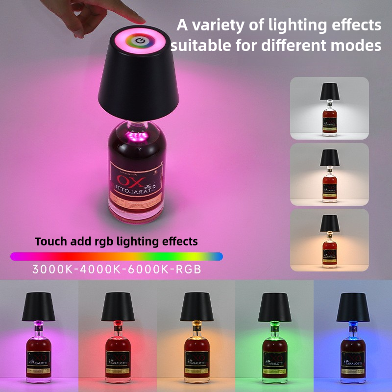 Gold RGB Color-Changing LED Bottle Lamp - Adjustable Smart Lighting for Home Decor