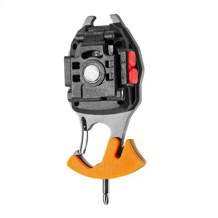 2PCS Orange Multi-Function COB Work Light with Carabiner - 500LM Flashlight, Lighter & More