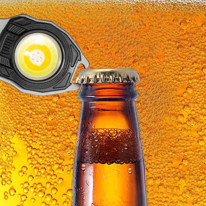 2PCS Orange Multi-Function COB Work Light with Carabiner - 500LM Flashlight, Lighter & More