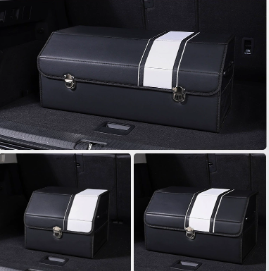 Extra Large Black-white Foldable Car Trunk Storage Box - Large Capacity Insertable Rear Organizer