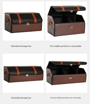 Extra Large Tumbled Leather Green Foldable Car Trunk Storage Box - Large Capacity Insertable Rear Organizer