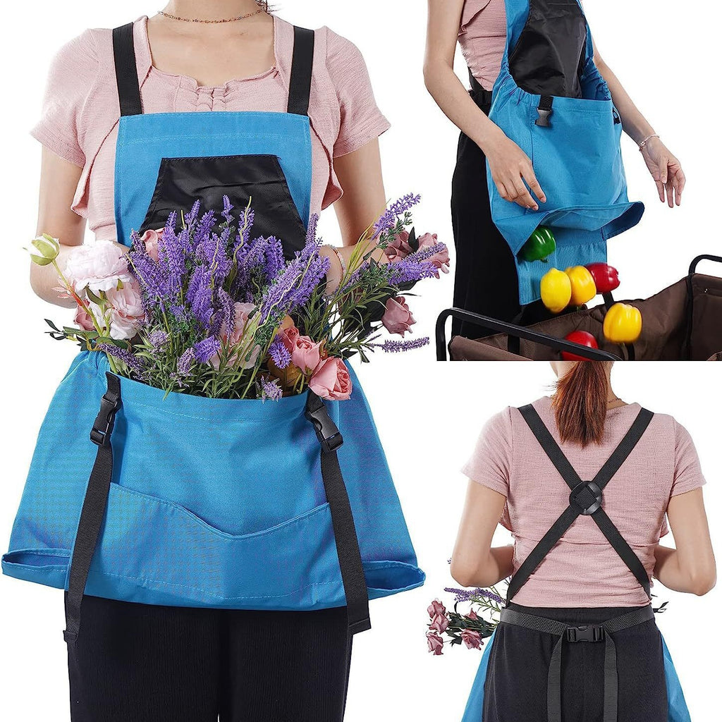 Rose red Harvesting Apron - Outdoor Picking Bag, Gardening Tool Apron, Large Pocket Release Design