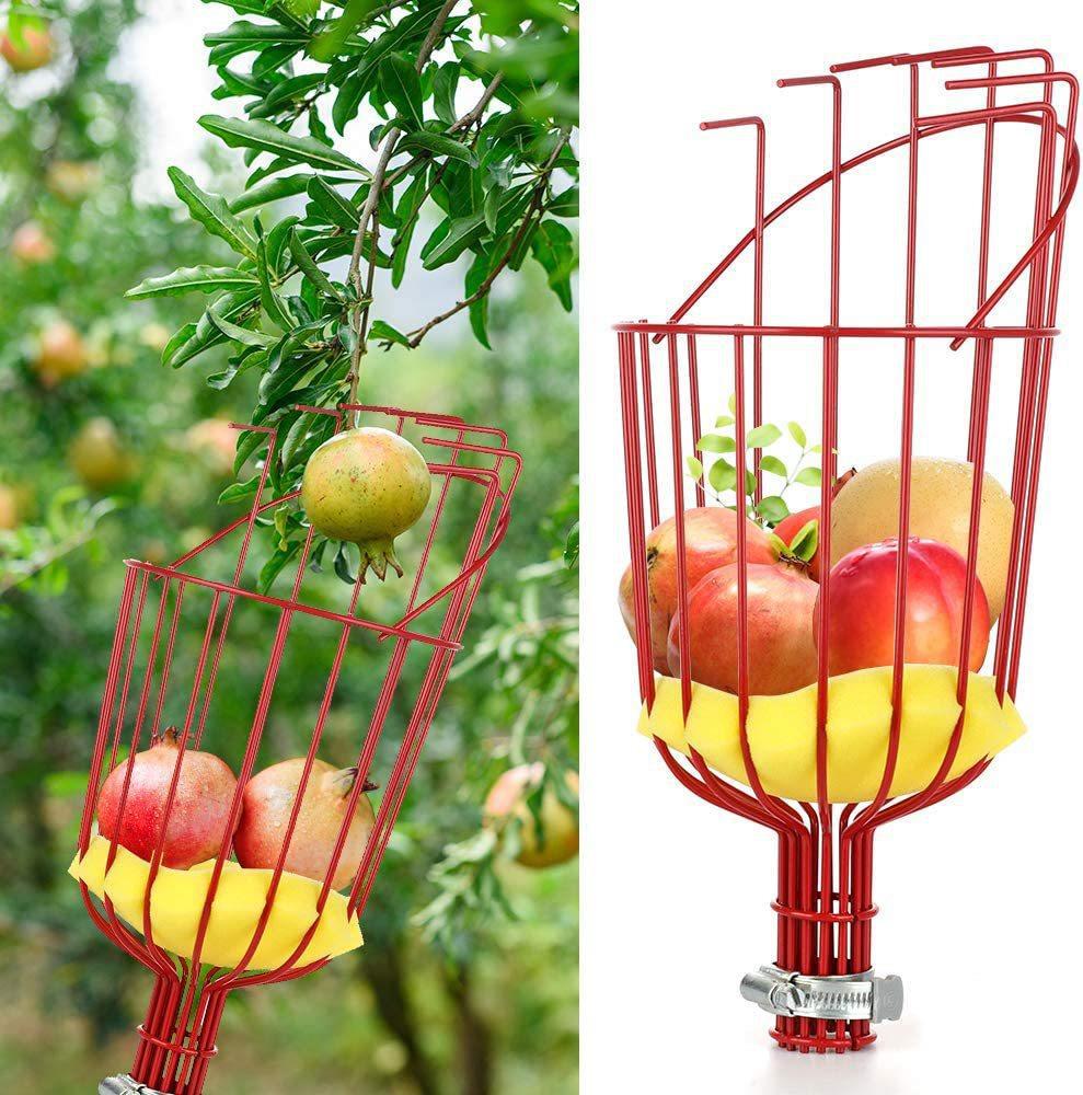 Fruit picking tool with telescopic pole - stainless steel fruit picking pole, high altitude tree fruit picking tool 3.2m