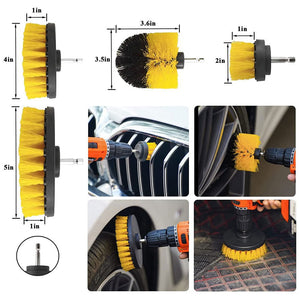 (Drill not included)Car Cleaning Supplies - Complete Auto Detail Brush Set for Interior, Exterior, Wheels & Tires - Power Scrubber Drill Brush Kit Included