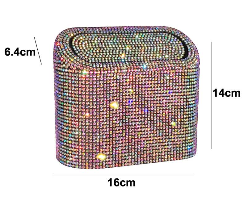 Green Diamond Sparkly Rhinestone Car Trash Can - Diamond Auto Garbage Bin Organizer