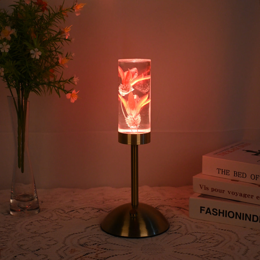 lily Eternal Flower Acrylic Table Lamp - Color-Changing LED, USB Rechargeable, Touch Control