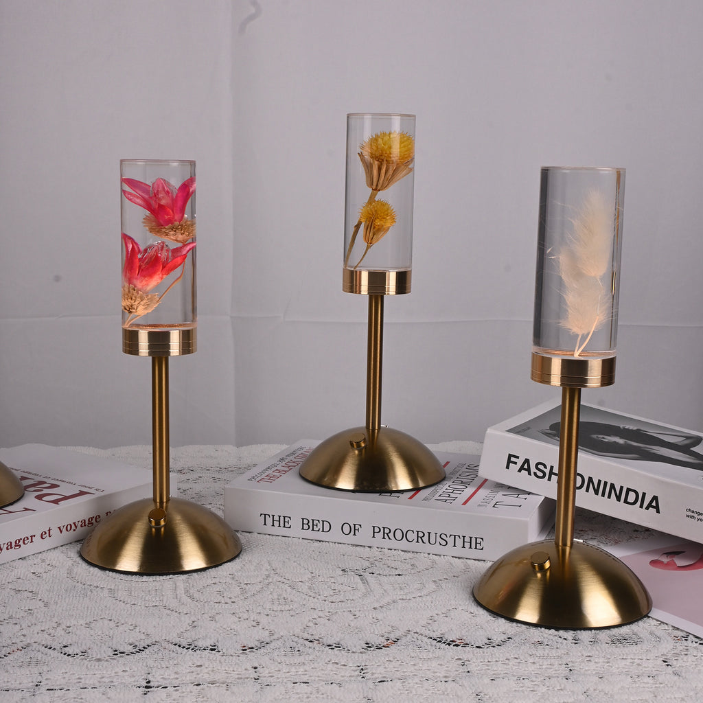 lily Eternal Flower Acrylic Table Lamp - Color-Changing LED, USB Rechargeable, Touch Control