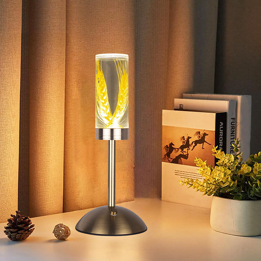 Wheat Ears Eternal Flower Acrylic Table Lamp - Color-Changing LED, USB Rechargeable, Touch Control